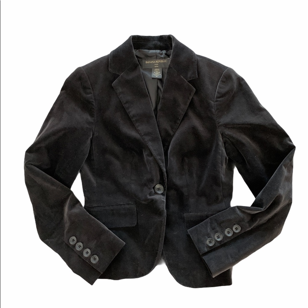 Banana Republic Black Fancy Velvet Blazer Size 0P